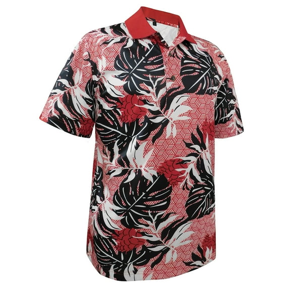 Monterey Club Men's Barnicle Leaves Print Golf Polo Shirt #1699