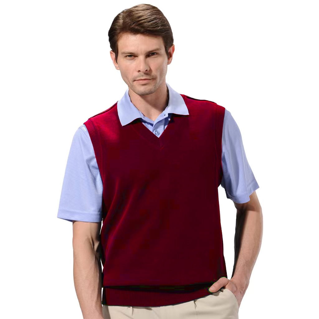 French Rib Material Monterey Club Men's Classic French Rib Knit fabric V-Neck Vest #3925 ...