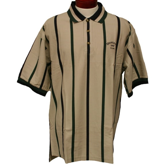 Monterey Club Men's Combed Cotton Vertical Stripe Jersey Sport Golf Polo Shirt #3074
