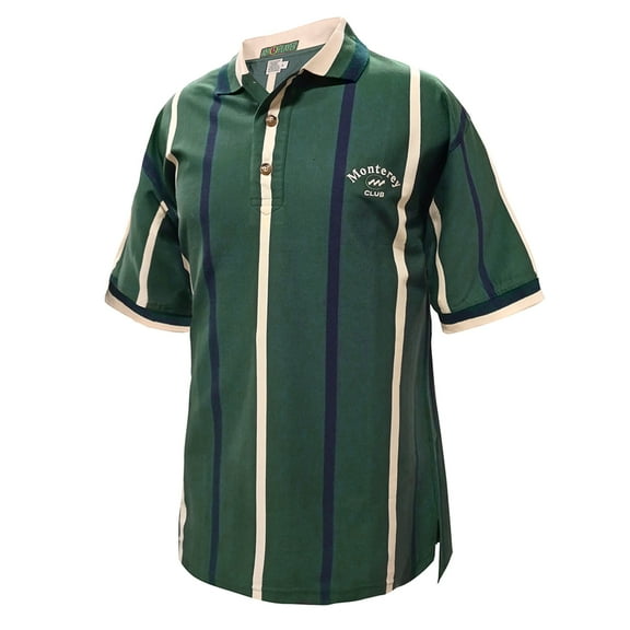Monterey Club Men's Combed Cotton Vertical Stripe Jersey Sport Golf Polo Shirt #3074
