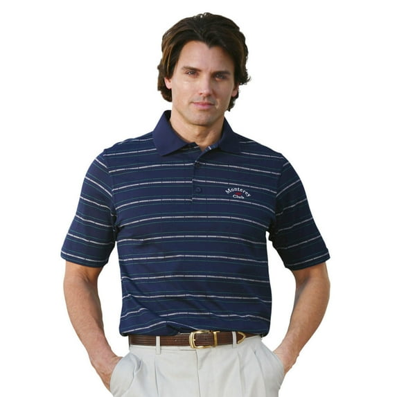 Monterey Club Men's Cotton Blend Stripe Texture Golf Polo Shirt #1124