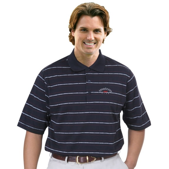 Monterey Club Men's Cotton Blend Stripe Texture Golf Polo Shirt #1124