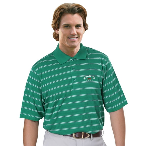 Monterey Club Men's Cotton Blend Stripe Texture Golf Polo Shirt #1126