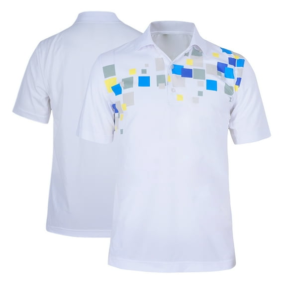 Monterey Club Men's Cube Element Print Contrast Golf Polo Shirt #1681
