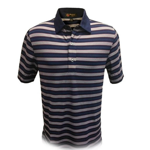 Monterey Club Men's Deluxe Stripe Birdseye Pique Golf Polo Shirt #3628