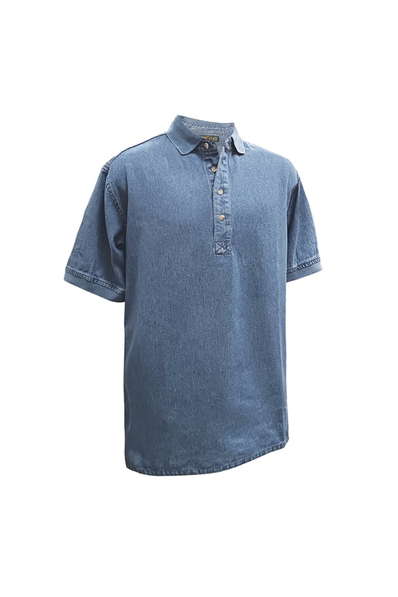 Men's Enzyme Washed Denim Golf Polo Shirt #3153