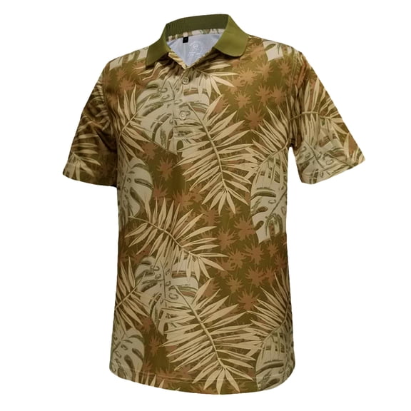 Monterey Club Men's Forest Leaves Print Golf Polo Shirt #1688
