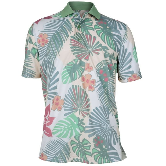 Monterey Club Men's Hola Hawaiian Print Golf Polo Shirt #1596