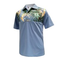 Monterey Club Men's Hummingbird Print Block Golf Polo Shirt #1543