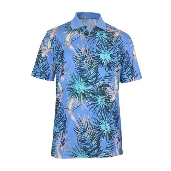 Monterey Club Men's Hummingbird Print Golf Polo Shirt #1542