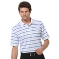 thumbnail image 1 of Monterey Club Men's Lisle Block Stripe Texture Golf Polo Shirt #1643, 1 of 2