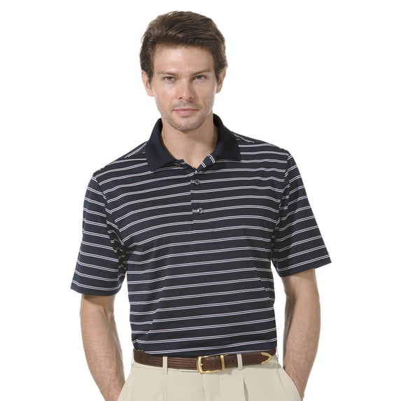 Monterey Club Men's Lisle Feeder Stripe Texture Golf Polo Shirt #1642