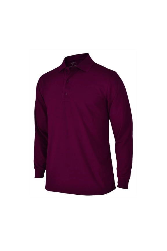 Men's Medium Weight Pique Solid Long Sleeve Golf Polo Shirt #1369