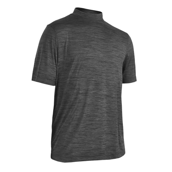 Monterey Club Men's Melange Jersey Performance Mock Shirt #1029 (Gray, Large)