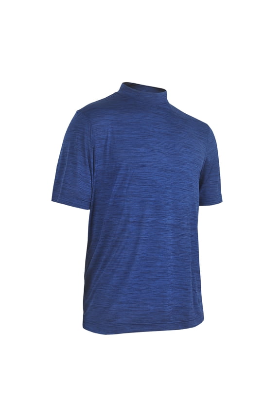 Men's Melange Jersey Performance Mock Shirt #1029 (Kalvin Blue, Large)