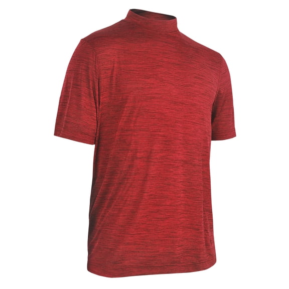Monterey Club Men's Melange Jersey Performance Mock Shirt #1029 (Red, Small)