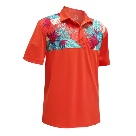 Monterey Club Men's Melange Mix Print Block Golf Polo Shirt #1685