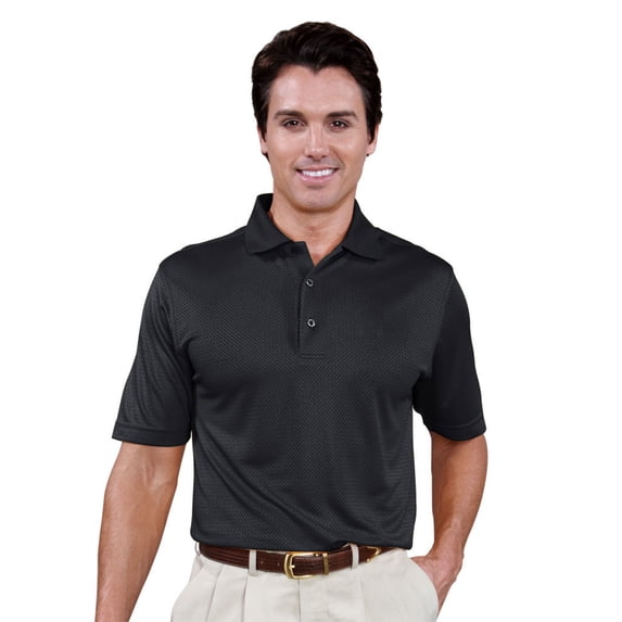Monterey Club Men's Micro Checker Texture Solid Golf Polo Shirt #1082
