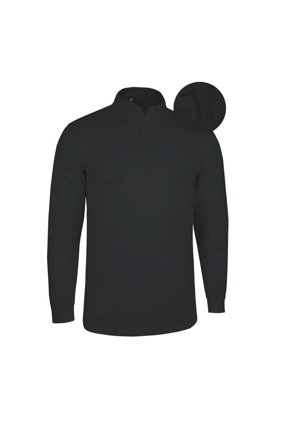 Men's Microfiber Tonal Pinstripe Texture, Solid Tailored Collar Button-Down Long Sleeve Golf Polo Shirt #3639