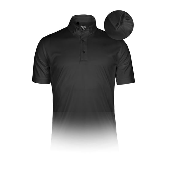 Monterey Club Men's Microfiber Tonal Pinstripe Texture, Solid Tailored Collar Button-Down Short Sleeve Golf Polo Shirt #3638