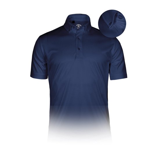 Monterey Club Men's Microfiber Tonal Pinstripe Texture, Solid Tailored Collar Button-Down Short Sleeve Golf Polo Shirt #3638