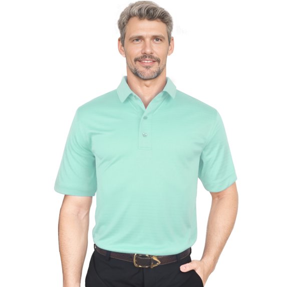 Monterey Club Men's Microfiber Tonal stripe Texture, Solid Tailored Collar Short Sleeve Golf Polo Shirt #3230