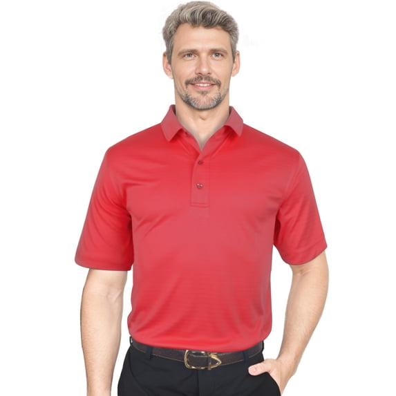 Monterey Club Men's Microfiber Tonal stripe Texture, Solid Tailored Collar Short Sleeve Golf Polo Shirt #3230