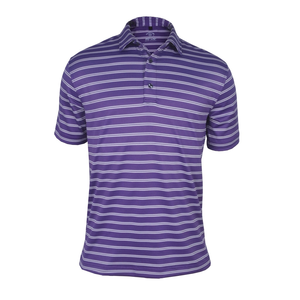 Monterey Club Men's Multifarious Stripe Texture Tailored Collar short sleeve Golf Polo Shirt