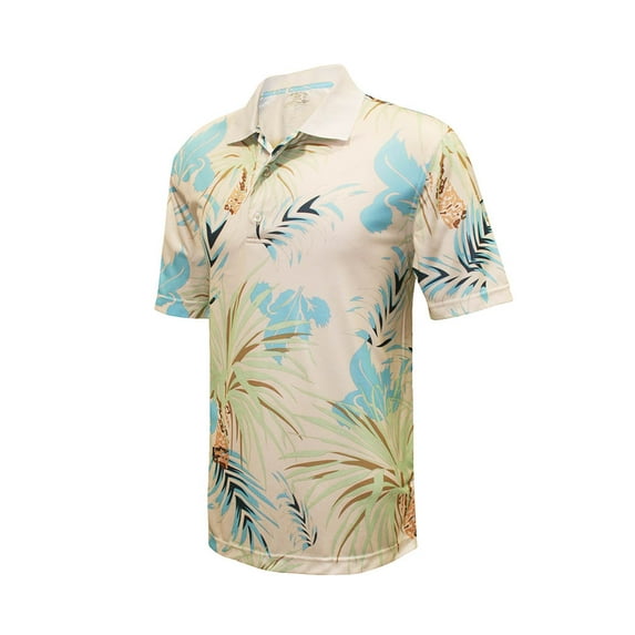 Monterey Club Men's Palm Tree Paradise Print Golf Polo Shirt #1533