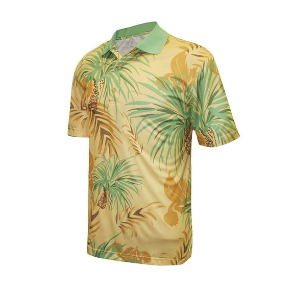 Monterey Club Men's Palm Tree Paradise Print Golf Polo Shirt #1533
