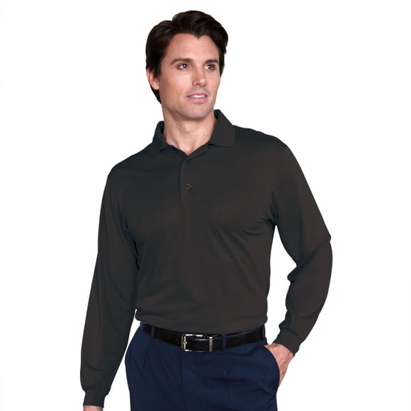 Monterey Club Men's Pique Long Sleeve Solid Golf Polo Shirt #1051