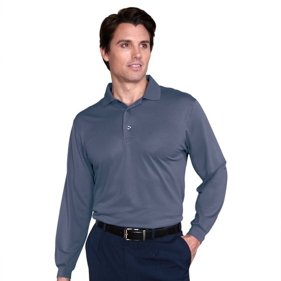 Monterey Club Men's Pique Long Sleeve Solid Golf Polo Shirt #1051