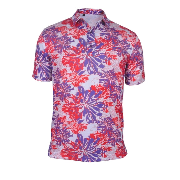 Monterey Club Men's Popcorntique Print Tailored Collar Golf Polo Shirt #3505