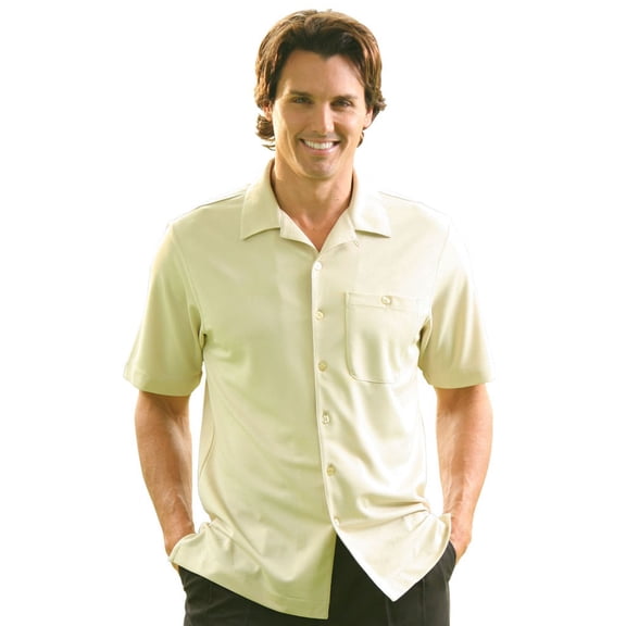 Monterey Club Men's Radiant Texture Solid Camp Casual Golf Polo Shirt #1550