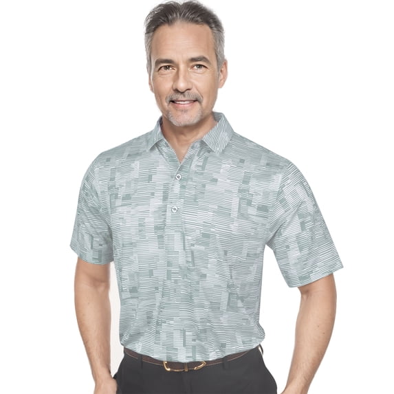 Monterey Club Men's Short Sleeve Track Print Golf Polo Shirt #3528