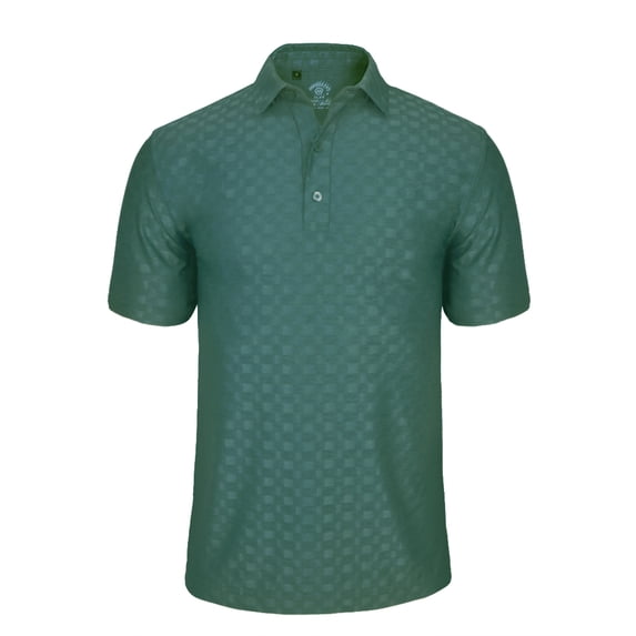 Monterey Club Men's Single Jacquard Check Pattern X-cool Tailored Collar Short Sleeve Golf Polo Shirt #1296