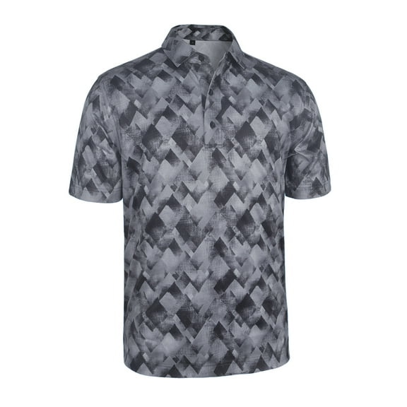 Monterey Club Men's Small Rhombic lattice Print Tailored Collar Short Sleeve Golf Polo Shirt #3516