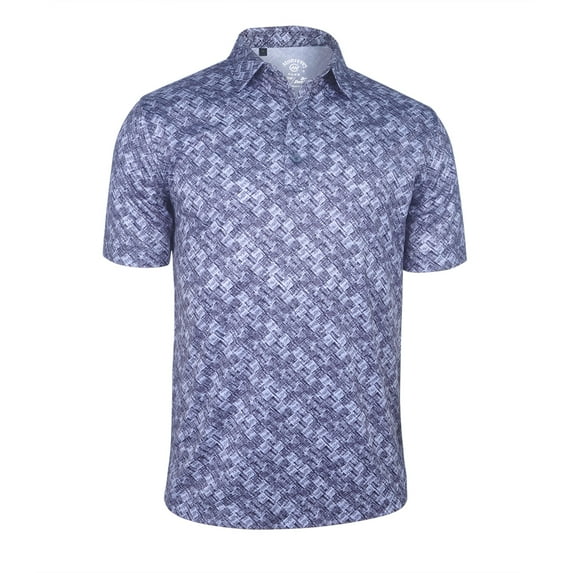 Monterey Club Men's Small Rhombus lattice Print Tailored Collar Short Sleeve Golf Polo Shirt #3513