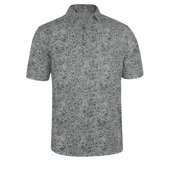 Monterey Club Men's Small Tile Print Tailored Collar Short Sleeve Golf Polo Shirt #3514