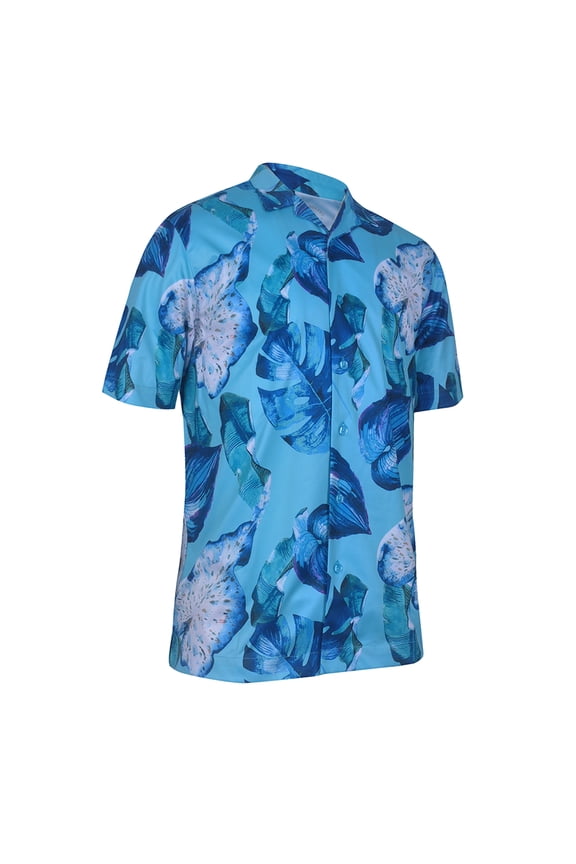 Men's Tropical Plants Printed Camp Casual Golf Polo Shirt #3507