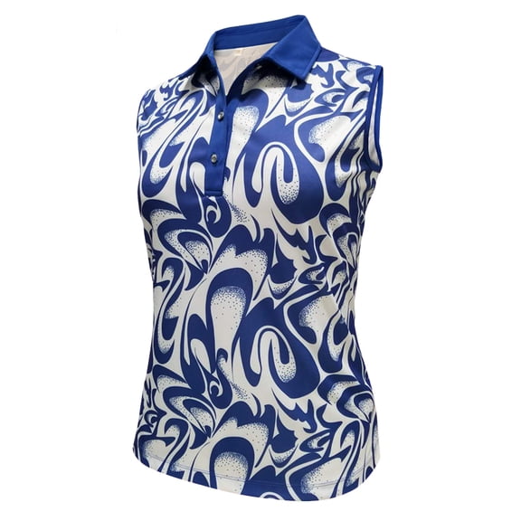 Monterey Club Women's Abstract Print Sleeveless Golf Polo Shirt #2403