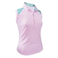 thumbnail image 1 of Monterey Club Women's Botanical Print Contrast Sleeveless Golf Golf Polo Shirt #2607, 1 of 2