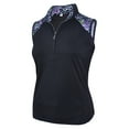 thumbnail image 1 of Monterey Club Women's Botanical Print Contrast Sleeveless Golf Golf Polo Shirt #2607, 1 of 3