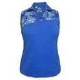thumbnail image 1 of Monterey Club Women's Chalk Floral Print Colorblock Sleeveless Golf Polo Shirt #2499, 1 of 2
