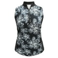thumbnail image 1 of Monterey Club Women's Chalk Floral Print Contrast Sleeveless Golf Polo Shirt #2497, 1 of 2