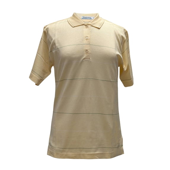 Monterey Club Women's Cotton Double mercerized yarn dye Jacquard Pin Stripe Golf Polo Shirt #2013