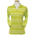 thumbnail image 1 of Monterey Club Women's Cotton Stripe Jersey 3/4 Sleeve Golf Polo Shirt #2207, 1 of 2