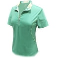 thumbnail image 1 of Monterey Club Women's Daisy Stamp Contrast Sleeveless Zip Golf Polo Shirt #2359, 1 of 2