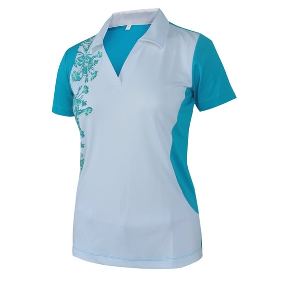 Monterey Club Women's Dianthus Print Contrast Golf Polo Shirt #2406
