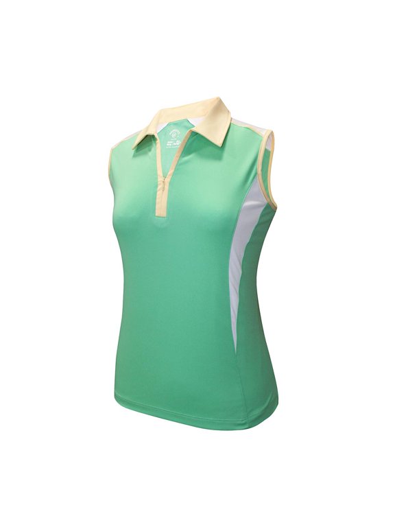 Women's Double Rotation Contrast Sleeveless Golf Polo Shirt #2271
